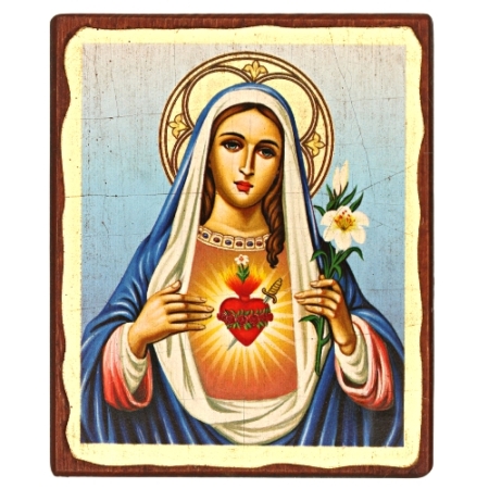 Icon of Immaculate Heart of Virgin Mary SW Series, Spiritual Artwork