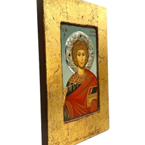 Icon of Saint Panteleimon FS Series Sideview and Size, Religious Artwork