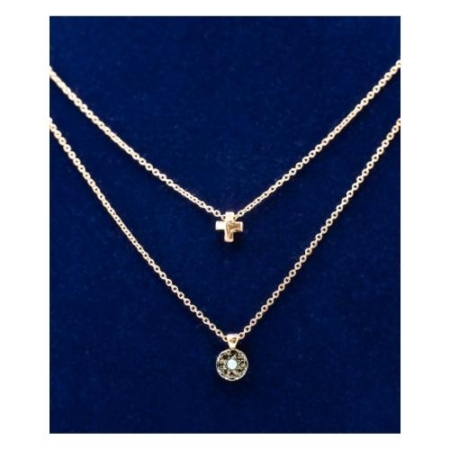 14k Gold Plated 925 Silver Double Chain Necklace With Cross & European Crystal Pendants – Spiritual Jewelry