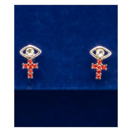925 Silver All Seeing Eye of God Earrings With European Crystal Cross – Spiritual Jewelry