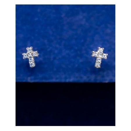 925 Silver Cross Stud Earrings With Blue European Crystals – Spiritual Jewelry