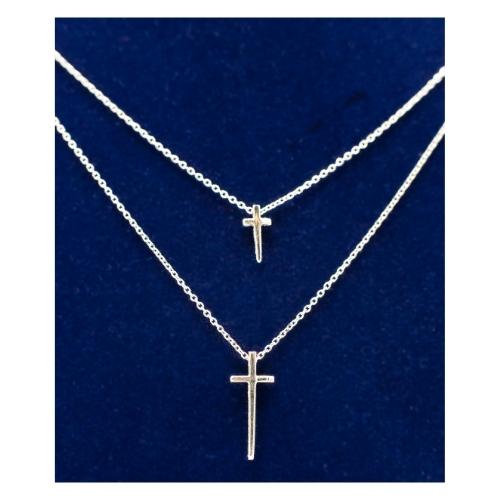 Double Chain Name Necklace dainty Cross Double Layered Name Necklace925  Sterling Silver Necklace personalized Name Necklace name Jewelry - Etsy