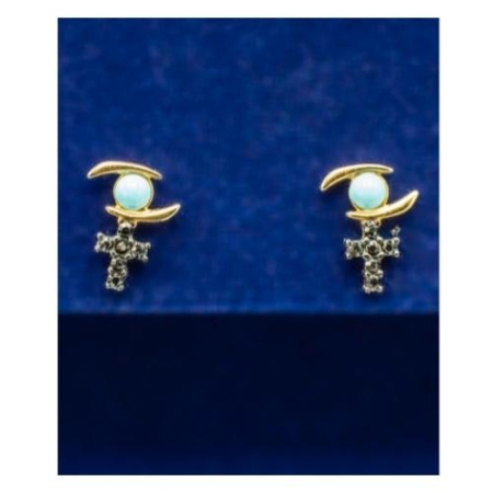 Gold Plated Sterling Silver Stud Earrings With European Crystal Cross – Spiritual Jewelry