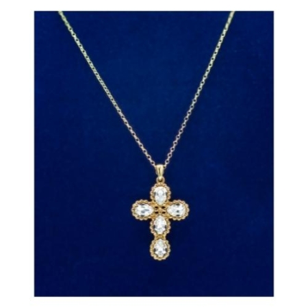 Impressive Cubic Zirconia Gold Plated Cross With Adjustable 16 to18 Inch Necklace