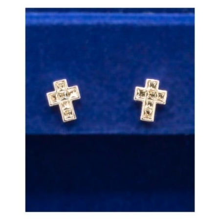 Sparkling European Crystal Cross Stud Earrings Sterling Silver – Spiritual Jewelry