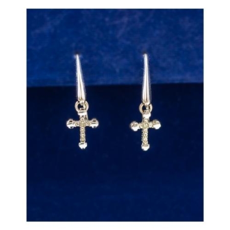 Sterling Silver Dangle Cross Earrings With European Crystals – Spiritual Jewelry