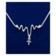 Christian Jewelry: Sterling Silver Heart Beat of God Design With Enameled Cross Charm Necklace