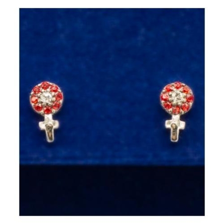 Sterling Silver Stud Cross Earrings With Red European Crystals – Spiritual Jewelry