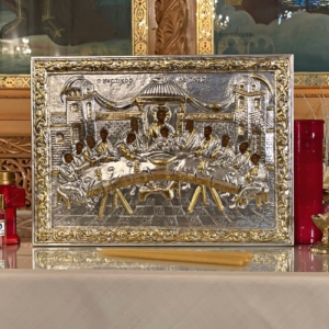 The Last Supper Silk Screen Icon 22kt Gold 925 Silver