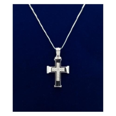 925 Silver 1.0 inch Cross Pendant With Cubic Zirconia 18 Inch Necklace – Christian Jewelry