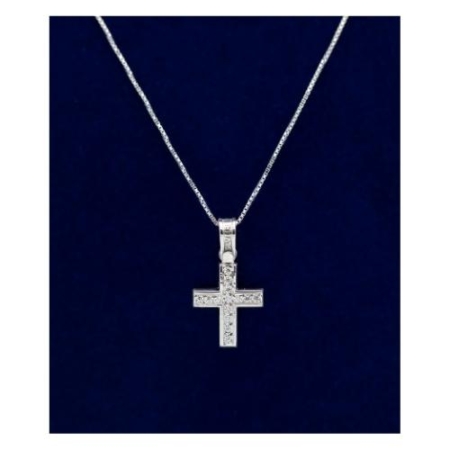 925 Silver 3/4 Inch Cross With 14 Cubic Zirconia Stones 18 Inch Chain – Christian Jewelry