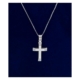 925 Silver Stylish 3/4" Cross With 16 Cubic Zirconia 18 Inch Box Chain – Christian Jewelry