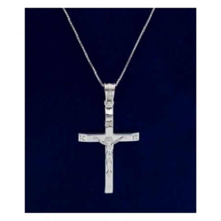 925 Silver Crucifix 1.5 Inch Cross With Engraved IC/XC 18 Inch Chain – Christian Jewelry