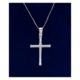 Sterling Silver 1.5 Inch Cross With 18 Cubic Zirconia 18 Inch Chain – Christian Jewelry
