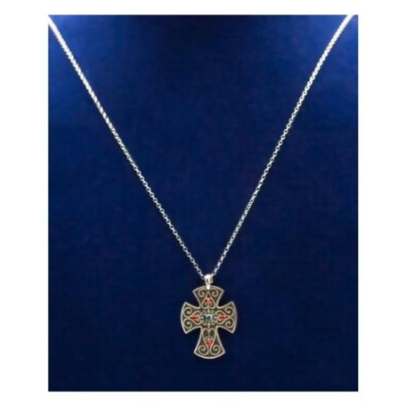 925 Silver 1.0 Inch Cross With European Crystals 16 Inch Cable Chain – Christian Jewelry