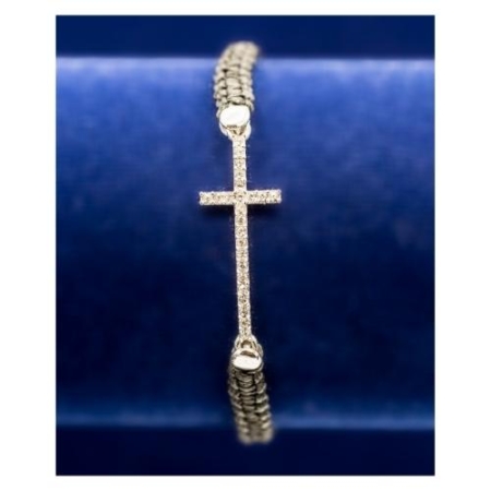 Adjustable Macrame Bracelet 2-1/2 Inch 925 Silver Cross 24 Cubic Zirconia – Christian Jewelry