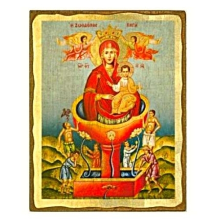 Icon of Virgin Mary Life Giving Well SW Series, Spiritual Artwork