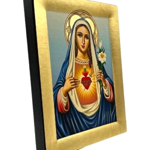 Icon of Immaculate Heart of Virgin Mary S Series Sideview and Size, Spiritual Artwork