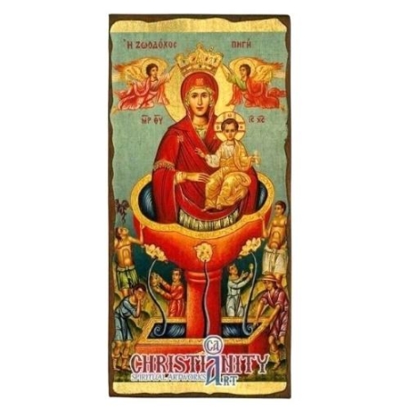 Icon of Virgin Mary Zoodochos Pigi SW Series, Spiritual Artwork