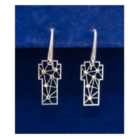 Sterling Silver Hanging Cross Earrings With 10 Cubic Zirconia Stones – Christian Jewelry