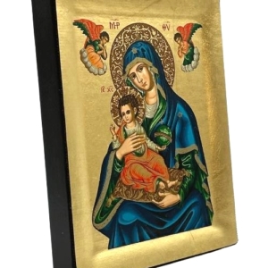 Icon of Virgin Mary Vrefokratousa Child Holding S Series Sideview and Size, Spiritual Artwork