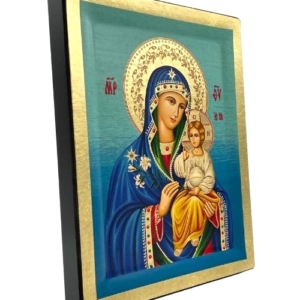Icon of Virgin Mary Eternal Bloom S Series Sideview and Size, Spiritual Artwork