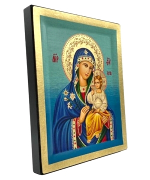 Icon of Virgin Mary Eternal Bloom S Series Sideview and Size, Spiritual Artwork