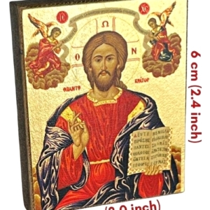 Icon of Jesus Christ Pantocrator Magnet S Series Sideview and Size, Spiritual Artwork