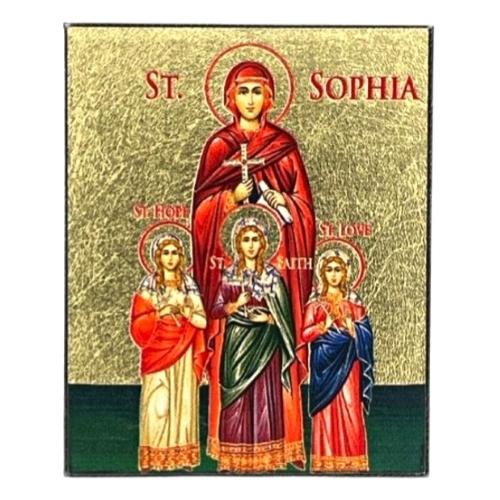 Saint Sophia Silk Screen Icon Magnet Gold Natural Wood