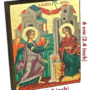Icon of The Annunciation of Virgin Mary Magnet S Series Sideview and Size, Spiritual Artwork