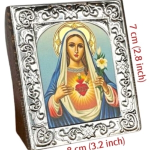 Icon of Immaculate Heart of Virgin Mary MD Series, Spiritual Artwork Sideview and Size