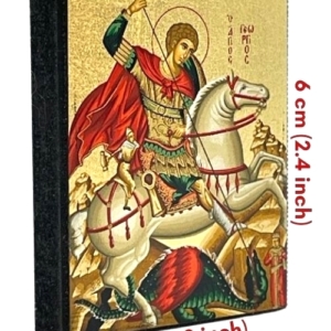 Icon of Saint George Magnet S Series Sideview and Size, Spiritual Artwork
