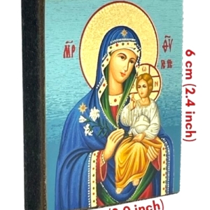 Icon of Virgin Mary Eternal Bloom Magnet S Series Sideview and Size, Spiritual Artwork