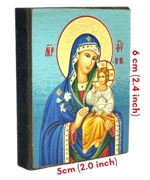 Icon of Virgin Mary Eternal Bloom Magnet S Series Sideview and Size, Spiritual Artwork