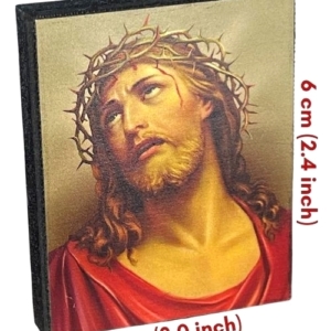 Icon of Jesus Christ Crown of Thorns Magnet S Series Sideview and Size, Spiritual Artwork