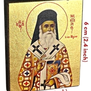 Icon of Saint Nektarios Magnet S Series Sideview and Size, Spiritual Artwork