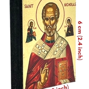 Icon of Saint Nicholas Magnet S Series Sideview and Size, Spiritual Artwork