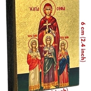 Icon of Saint Sophia Magnet S Series Sideview and Size, Spiritual Artwork