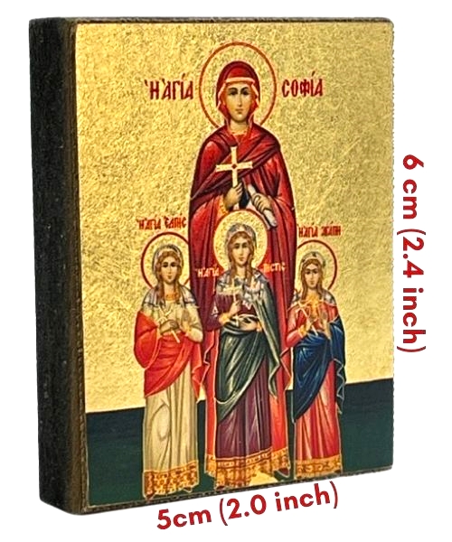 Saint Sophia Silk Screen Icon Magnet Gold Natural Wood