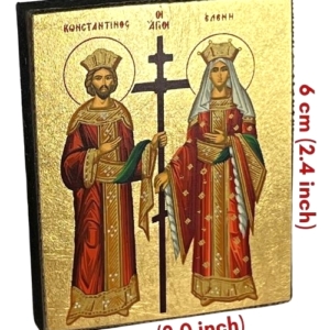 Icon of Saints Constantine and Helen Magnet S Series Sideview and Size, Spiritual Artwork
