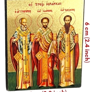 Icon of Three Hierarches Magnet S Series Sideview and Size, Spiritual Artwork