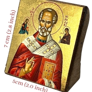Icon of Saint Nicolaos S Series Freestanding Sideview and Size, Spiritual Artwork