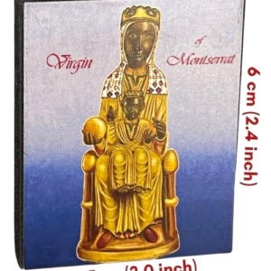 Icon of Virgin of Montserrat Magnet S Series Sideview and Size, Spiritual Artwork