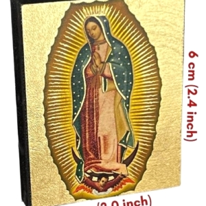Icon of Virgin Mary of Guadalupe Magnet S Series Sideview and Size, Spiritual Artwork