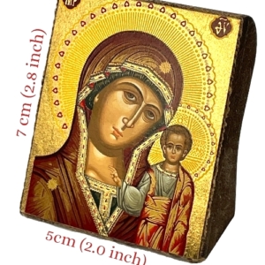 Icon of Virgin Mary of Kazan S Series Freestanding Sideview and Size, Spiritual Artwork