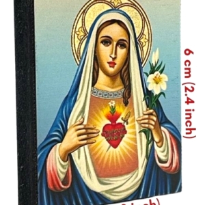 Icon of The Immaculate Heart of Virgin Mary Magnet S Series, sideview and size