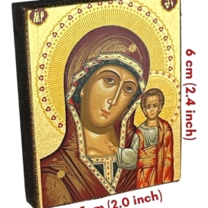 Icon of Virgin of Kazan Magnet S Series Sideview and Size, Spiritual Artwork
