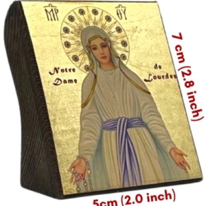 Icon of Virgin Mary - Lady of Lourdes Freestanding S Series Sideview and Size, Spiritual Artwork