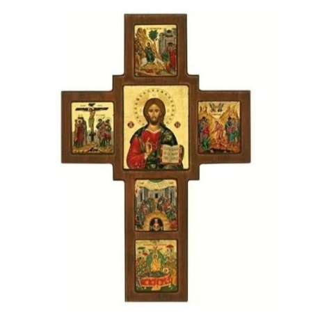 Icon of Christ Pantocrator Cross E Series, Spiritual Artwork