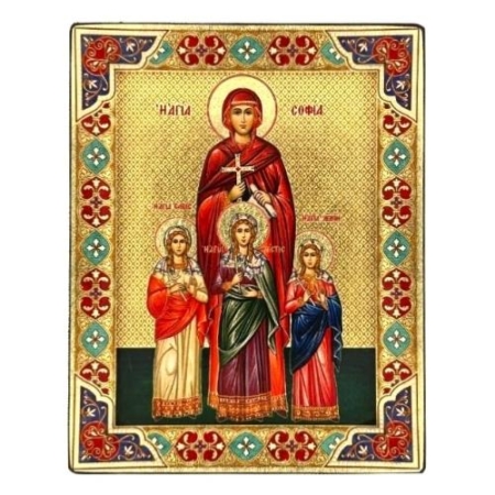 Icon of Saint Sophia with Daughters SF Series, Religious Artwork